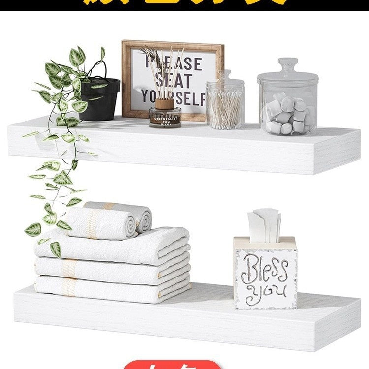 Solid Wood Floating Wall Shelf — Rustic Storage Display