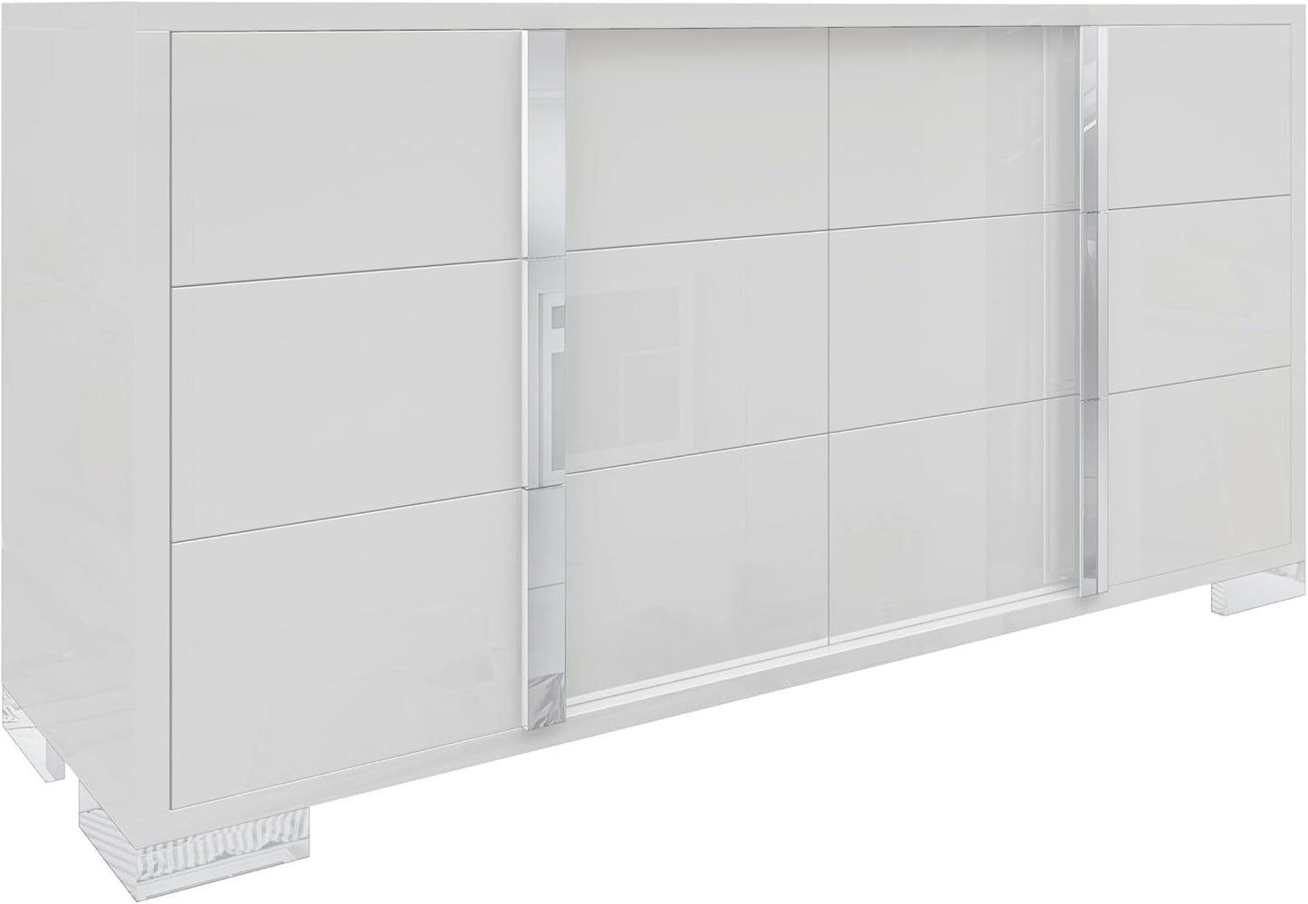 54-inch White High-Gloss Modern 6-Drawer Dresser & Storage Chest for Bedroom
