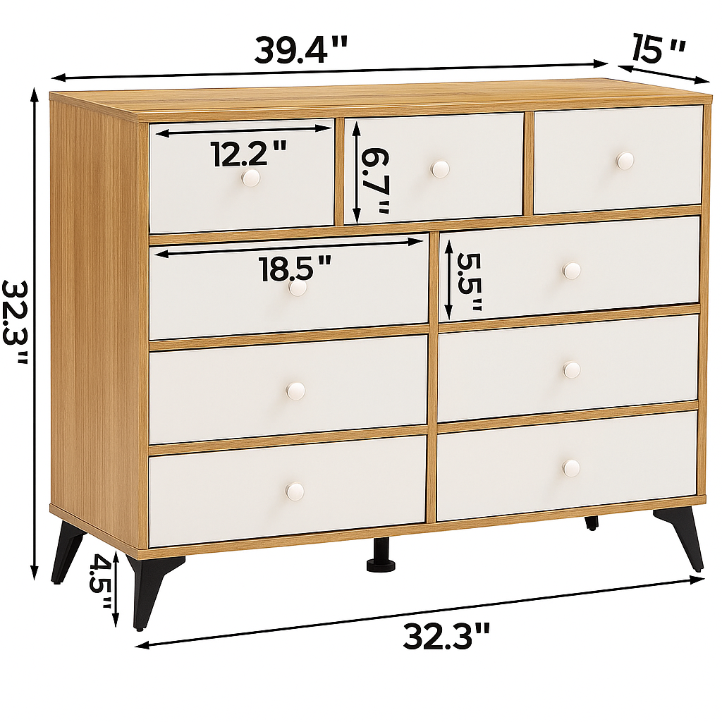9-Drawer Wood Dresser ā Clean Look, Lots of Storage