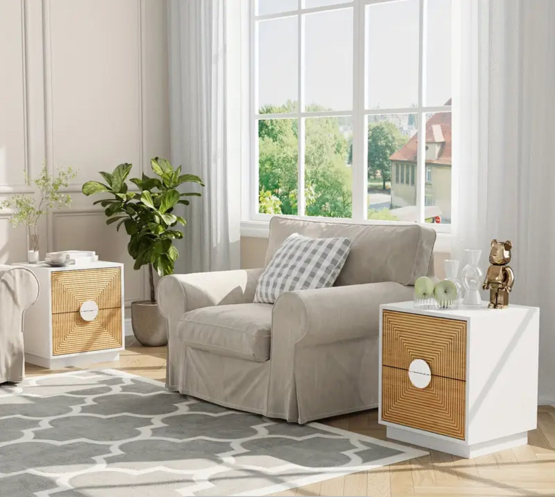 White 2 Drawer Nightstand Set