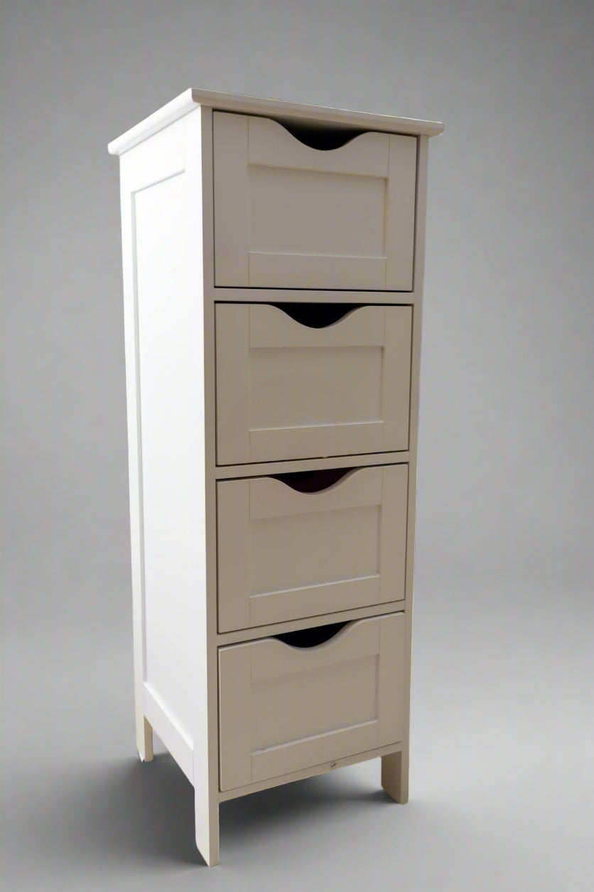 Slim White Bathroom Storage Cabinet – 4 Drawers