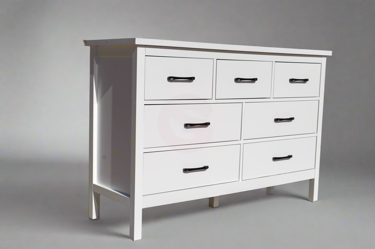 White 7-Drawer Modern Dresser – Clean Look, Big Storage