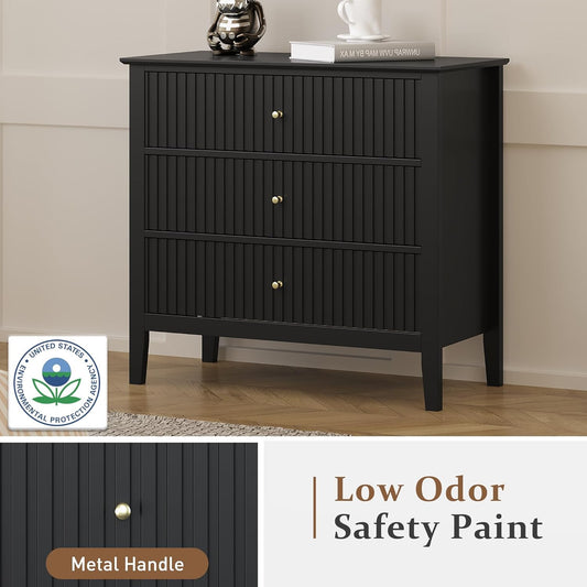 Black Fluted Oversized Nightstands - angle view