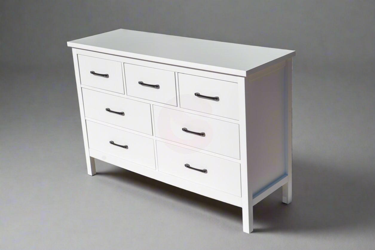 White 7-Drawer Modern Dresser – Clean Look, Big Storage