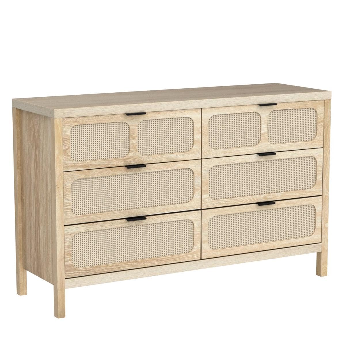 Modern Rattan 6 Drawer Dresser - lifestyle view