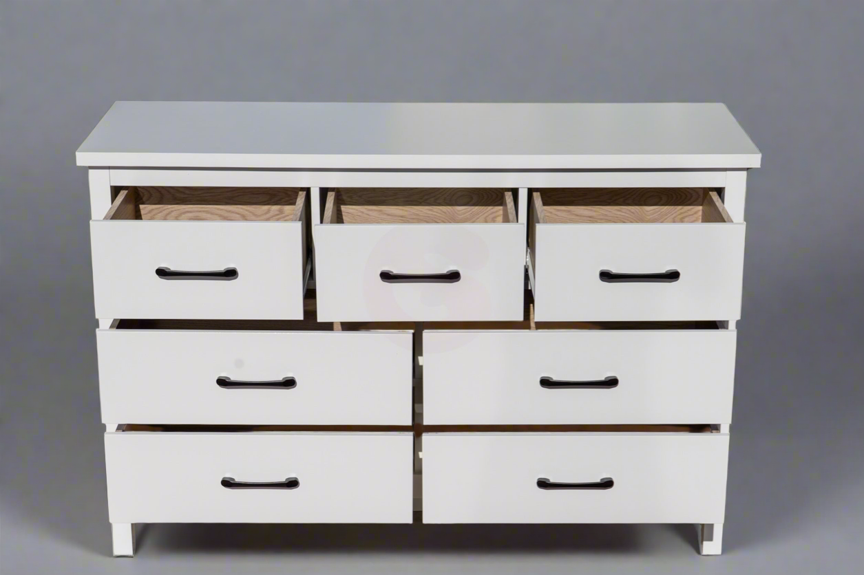 White 7-Drawer Modern Dresser – Clean Look, Big Storage
