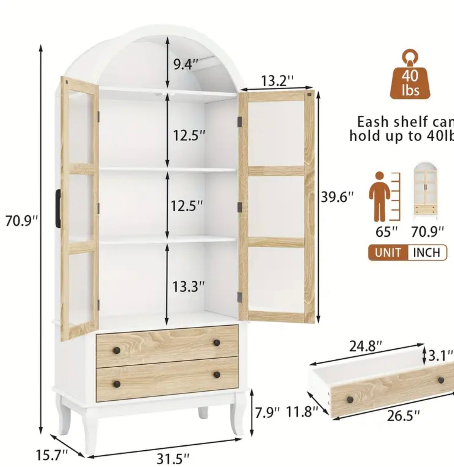 71” Arched Storage Cabinet
