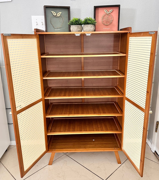 Bamboo Shoe Cabinet - angle view