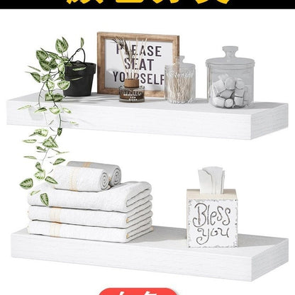 Solid Wood Floating Wall Shelf — Rustic Storage Display