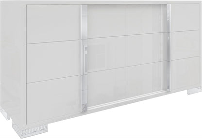 54-inch White High-Gloss Modern 6-Drawer Dresser & Storage Chest for Bedroom