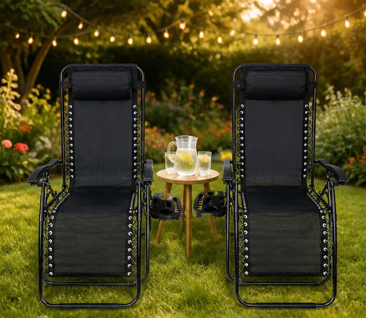 Adjustable Zero Gravity Recliner Chairs Set of 2 for Outdoor Patio & Poolside