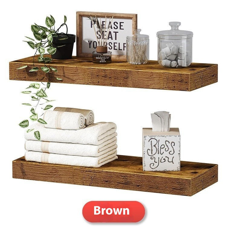 Solid Wood Floating Wall Shelf — Rustic Storage Display