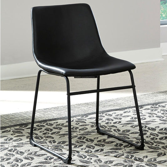 Black Dining Room Chairs - Set of 2 | Modern Faux Leather Seating