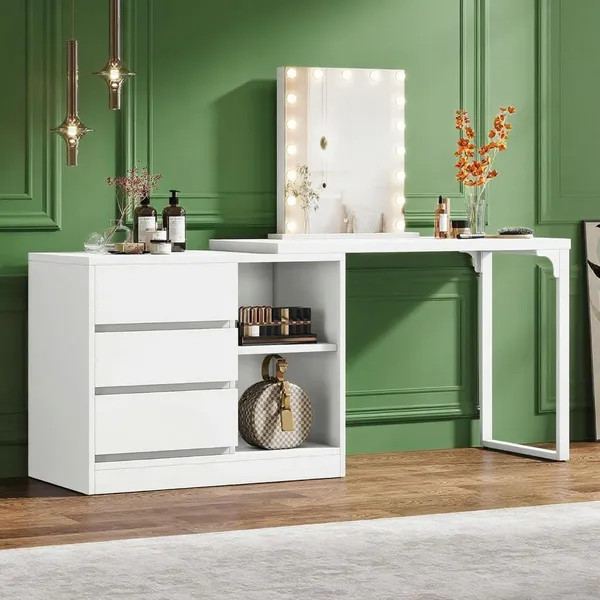 Modern Makeup Vanity Desk — Bedroom Vanity with Storage