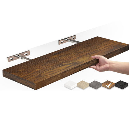 Solid Wood Floating Wall Shelf — Rustic Storage Display