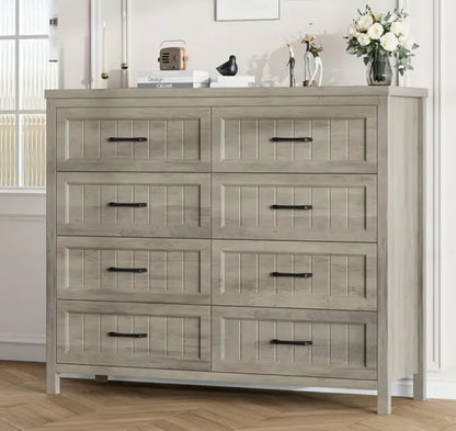 Gray Farmhouse 8-Drawer Dresser | Modern Bedroom Furniture