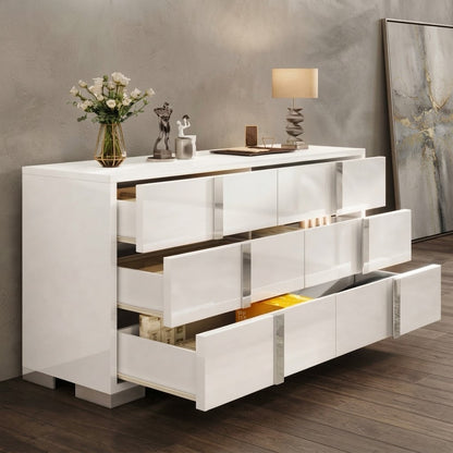 54-inch White High-Gloss Modern 6-Drawer Dresser & Storage Chest for Bedroom, view 3