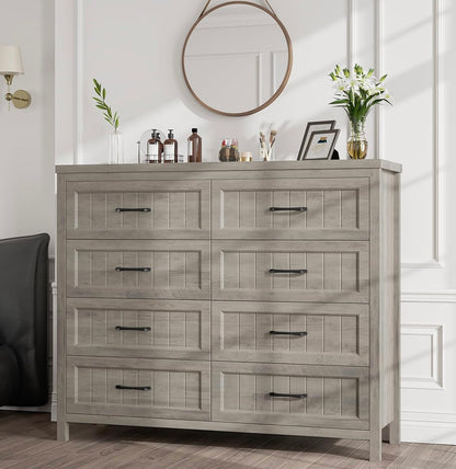 Gray Farmhouse 8-Drawer Dresser | Modern Bedroom Furniture