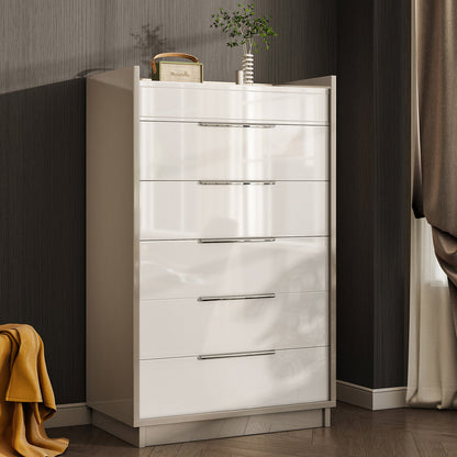 Two-Tone High-Gloss 6 Drawer Dresser Chest