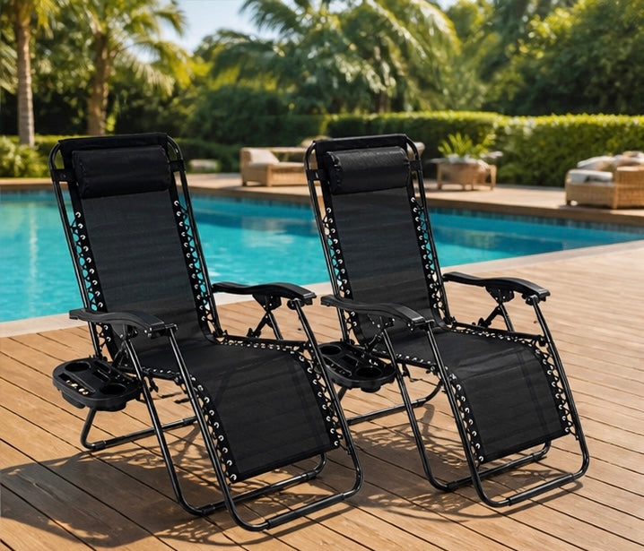 Adjustable Zero Gravity Recliner Chairs Set of 2 for Outdoor Patio & Poolside