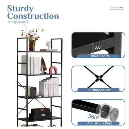 5-Tier Bookshelf — Modern Display & Storage Rack