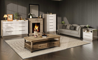 Two-Tone High-Gloss 6 Drawer Dresser Chest