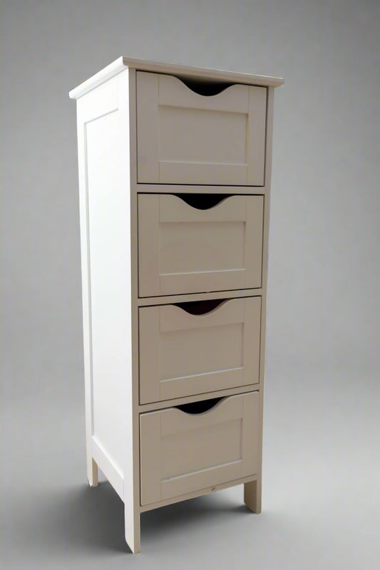 Slim White Bathroom Storage Cabinet - angle view