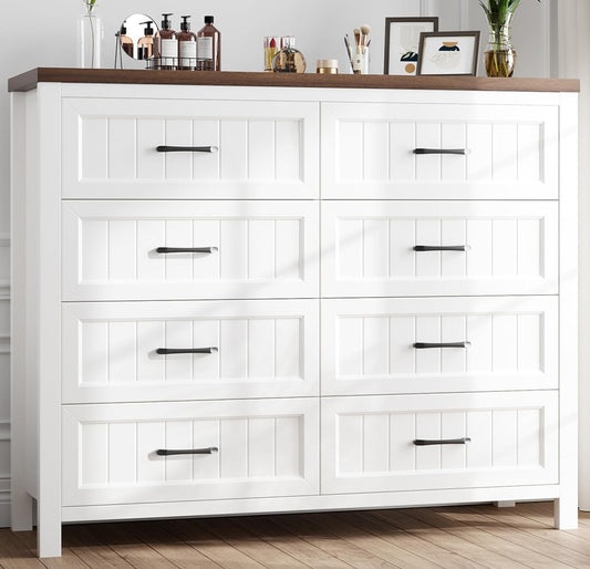 White Farmhouse 8-Drawer Dresser | Modern Bedroom Furniture