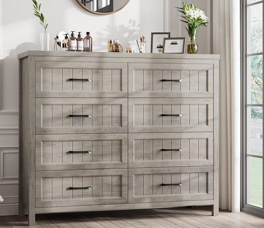 Gray Farmhouse 8-Drawer Dresser | Modern Bedroom Furniture