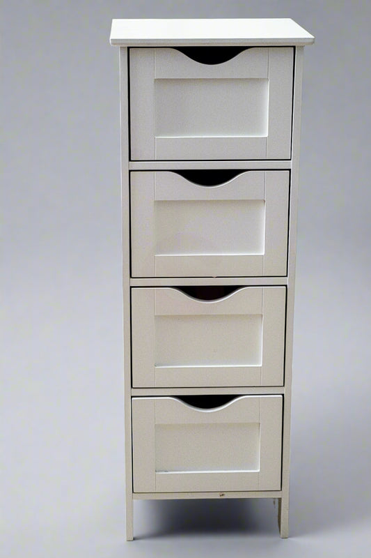 Slim White Bathroom Storage Cabinet – 4 Drawers