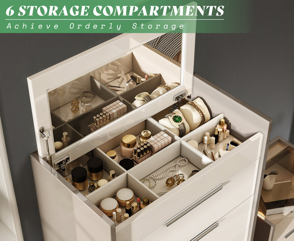 Two-Tone High-Gloss 6 Drawer Dresser Chest