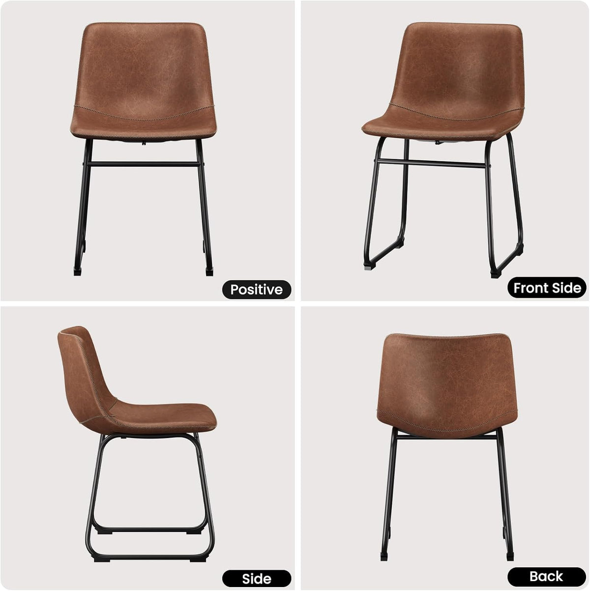 PU Leather Dining Chairs – Dark Brown