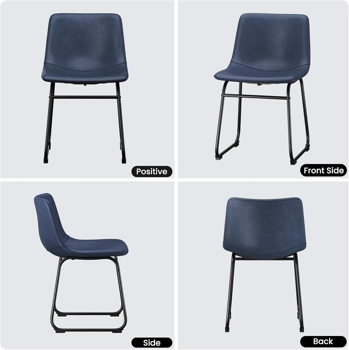 PU Leather Dining Chairs – Blue