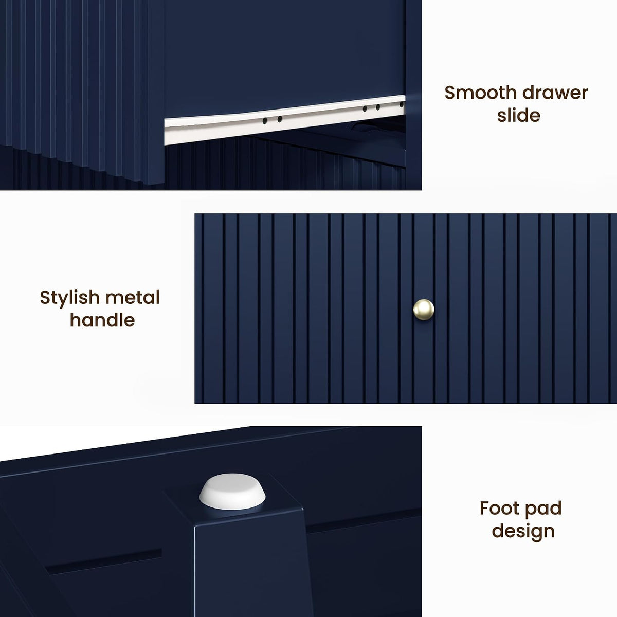 Fluted Oversized Nightstand – Blue