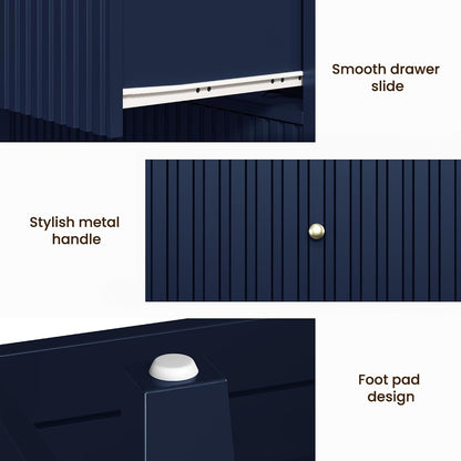 Fluted Oversized Nightstand – Blue