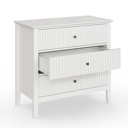 White Fluted Oversized Nightstands - Set of 2 | Modern Bedroom Furniture