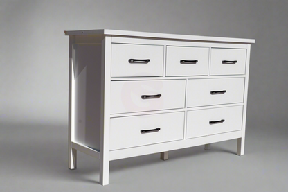 White 7-Drawer Modern Dresser – Clean Look, Big Storage