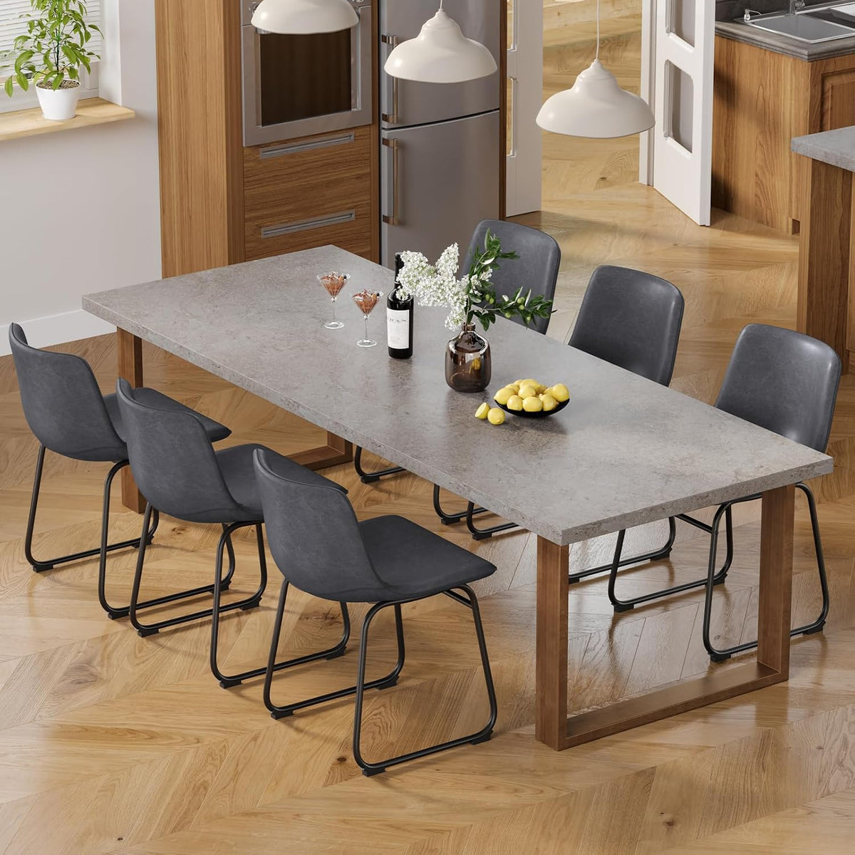 PU Leather Dining Chairs – Grey