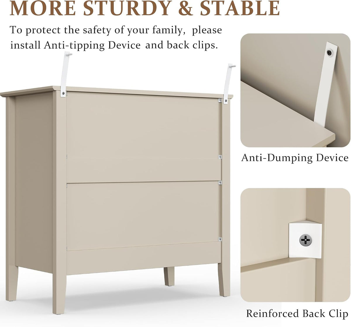 Fluted Oversized Nightstand – Beige