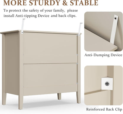 Fluted Oversized Nightstand – Beige