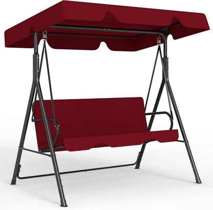 3-Seat Patio Swing with Canopy – Red