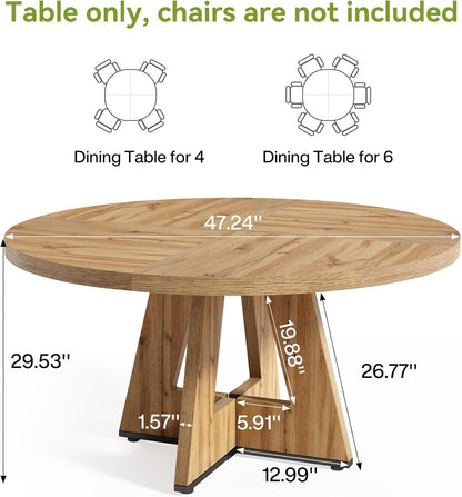 47-Inch Round Dining Table – Light Brown