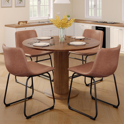 PU Leather Dining Chairs – Dark Brown