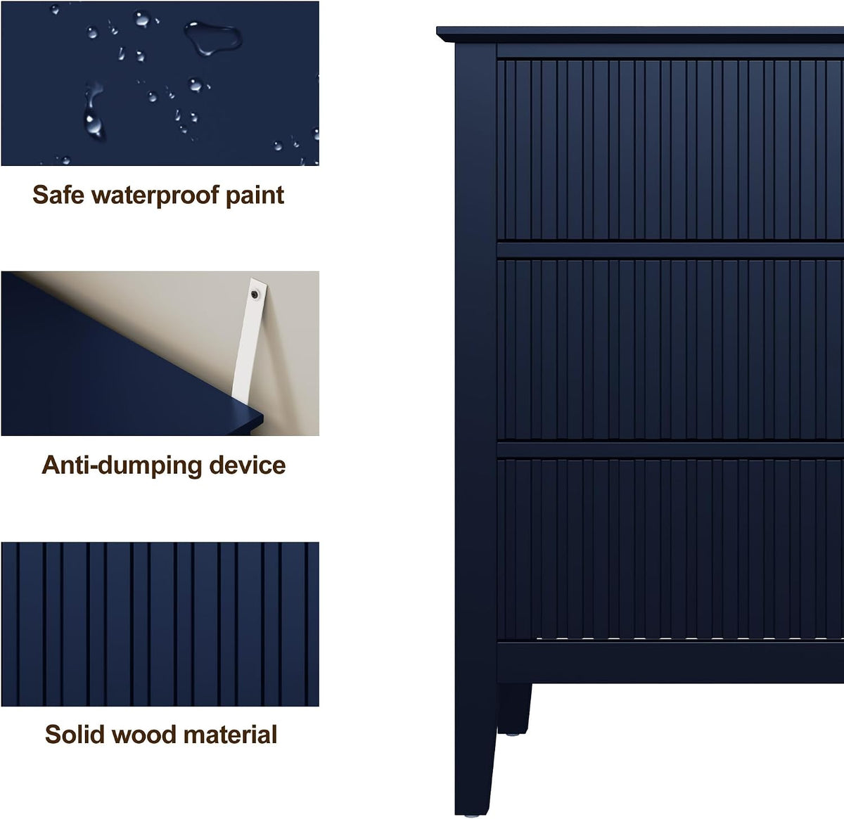 Fluted Oversized Nightstand – Blue