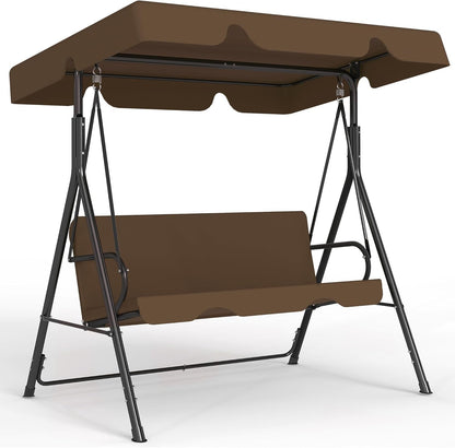 3-Seat Patio Swing with Canopy – Coffee Brown