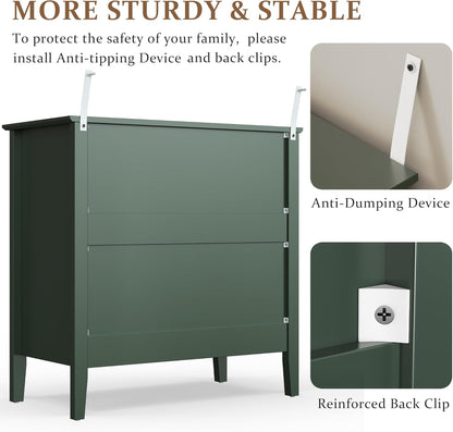 Fluted Oversized Nightstand – Green
