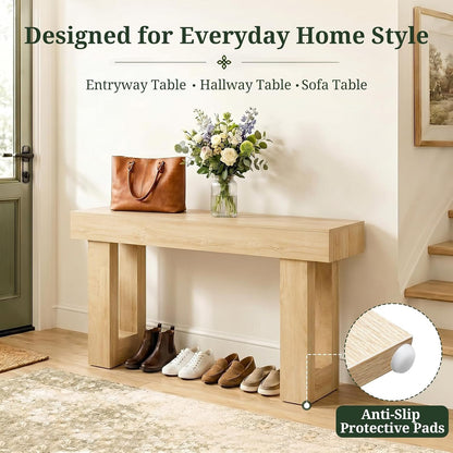 63-Inch Farmhouse Console Table – Light Natural