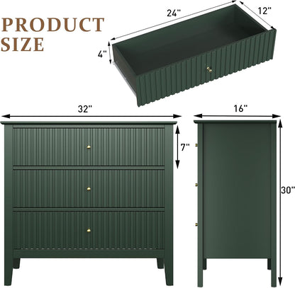 Fluted Oversized Nightstand – Green