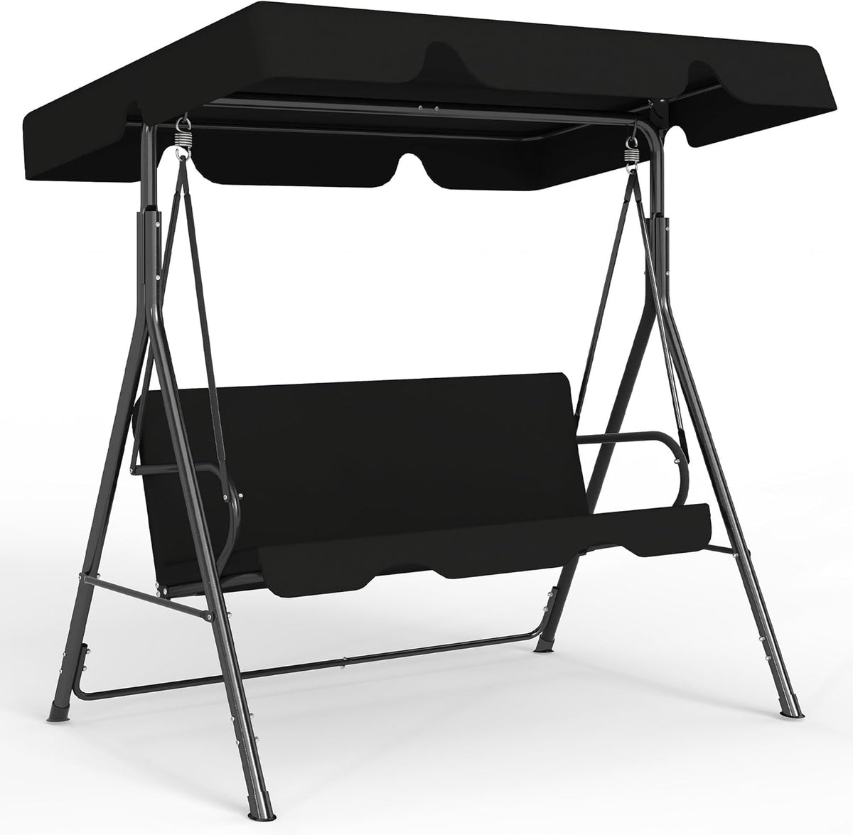 3-Seat Patio Swing with Canopy – Black
