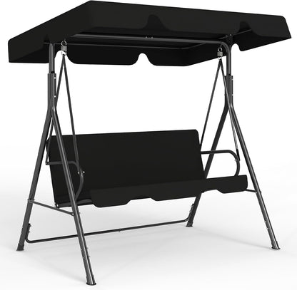 3-Seat Patio Swing with Canopy – Black